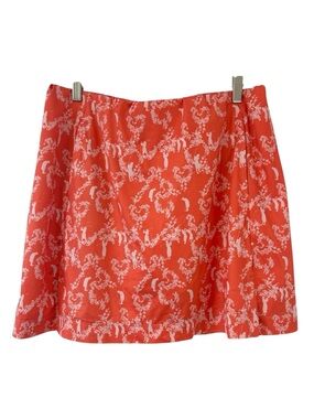 NIKE Golf FitDry Skirt Skort Size M Golfer Print Orange Coral White Stretch